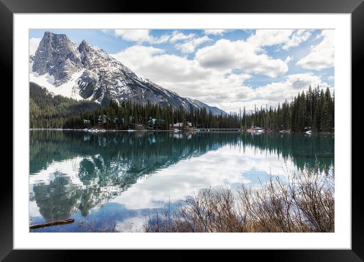 A Mountain, a Lake and a Lodge Framed Mounted Print by Belinda Greb