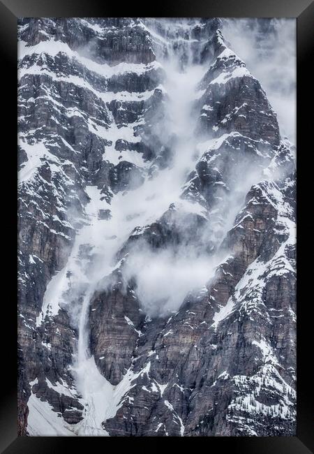 Mini Avalanche Above Waterfowl Lake, No. 1 Framed Print by Belinda Greb