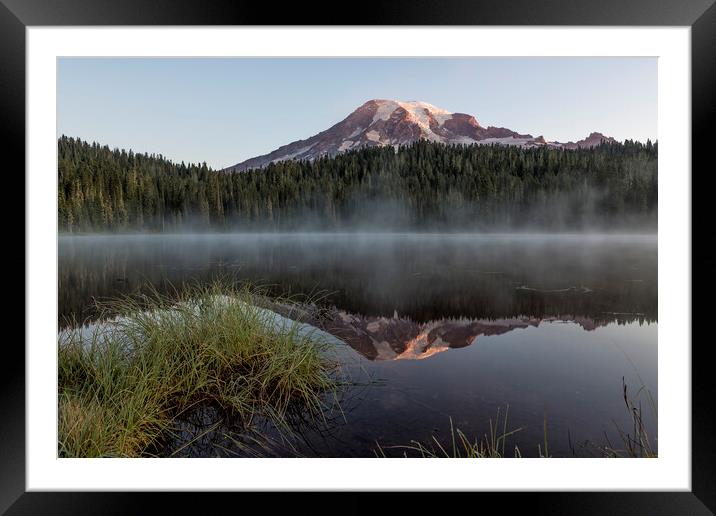 Mount Rainier and Reflection Lake at Sunrise, No. 2 Framed Mounted Print by Belinda Greb