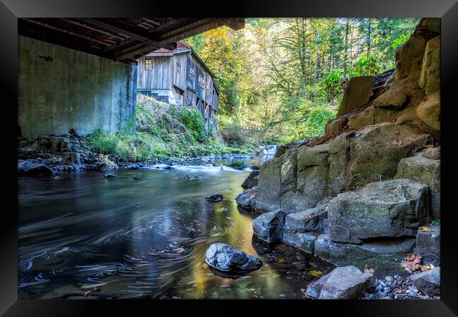 Under the Bridge at Cedar Creek Grist Mill Framed Print by Belinda Greb