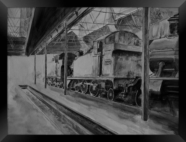 Didcot Tank Engines b/w Framed Print by Martin Howard
