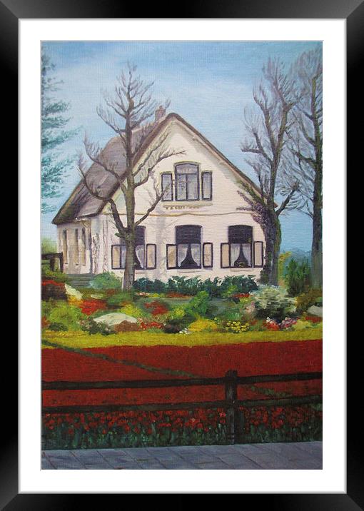 Tulip Cottage Framed Mounted Print by Martin Howard