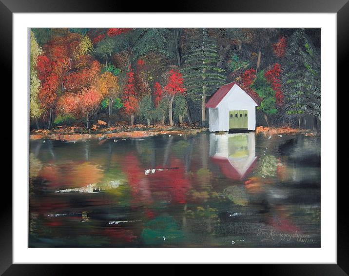 Reflections of a Boathouse Framed Mounted Print by Jan Dappen