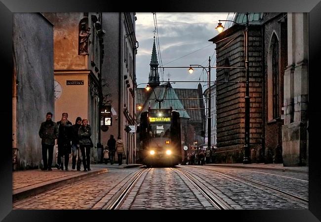 Approaching Tram Framed Print by Richard Cruttwell