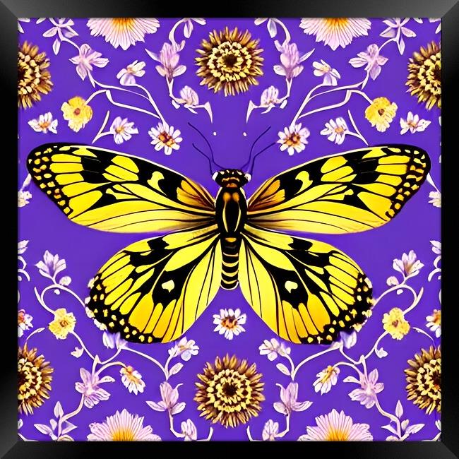 Yellow Butterfly on Purple Framed Print by Scott Anderson