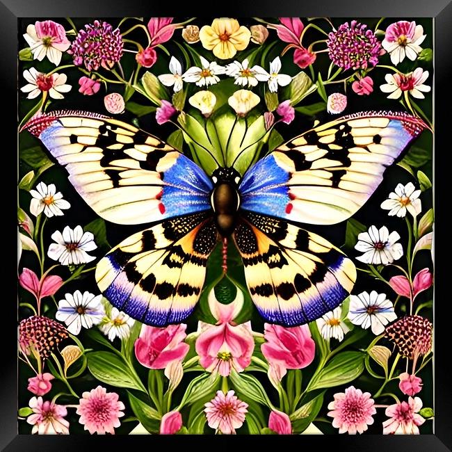 Vibrant butterfly on colourful flowers Framed Print by Scott Anderson