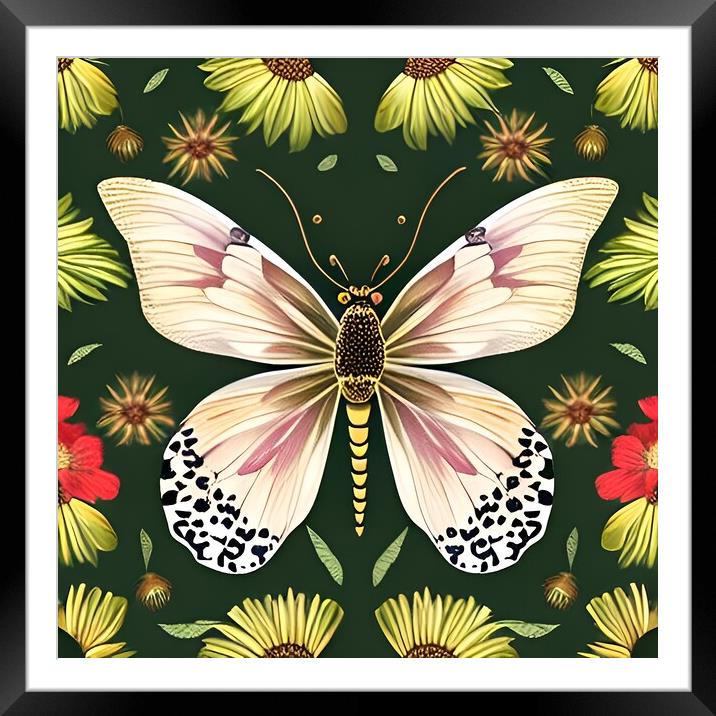 Butterfly Vintage Style Framed Mounted Print by Scott Anderson