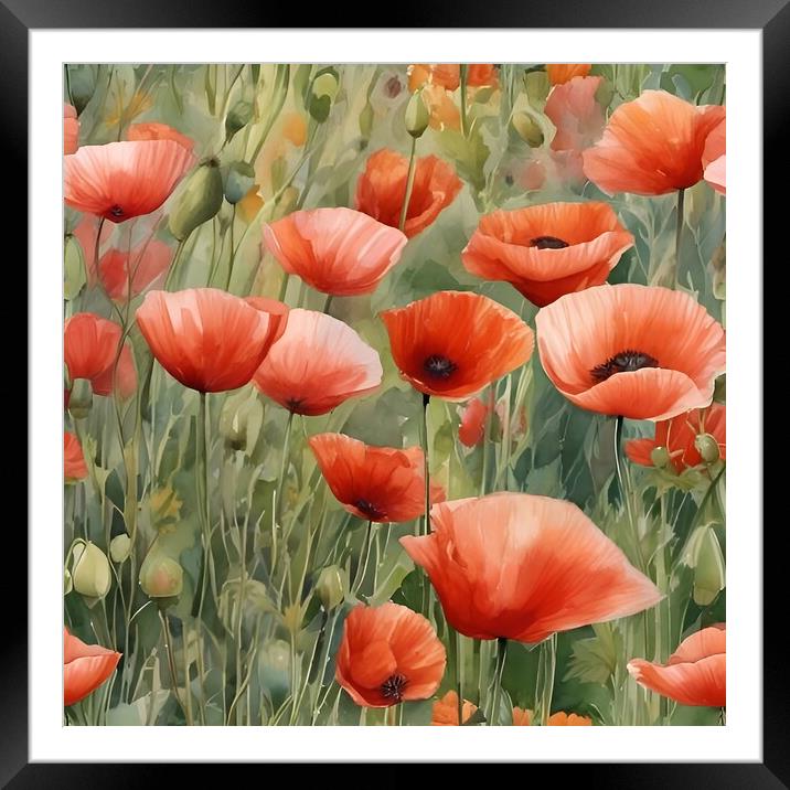 Poppies in a field Framed Mounted Print by Scott Anderson
