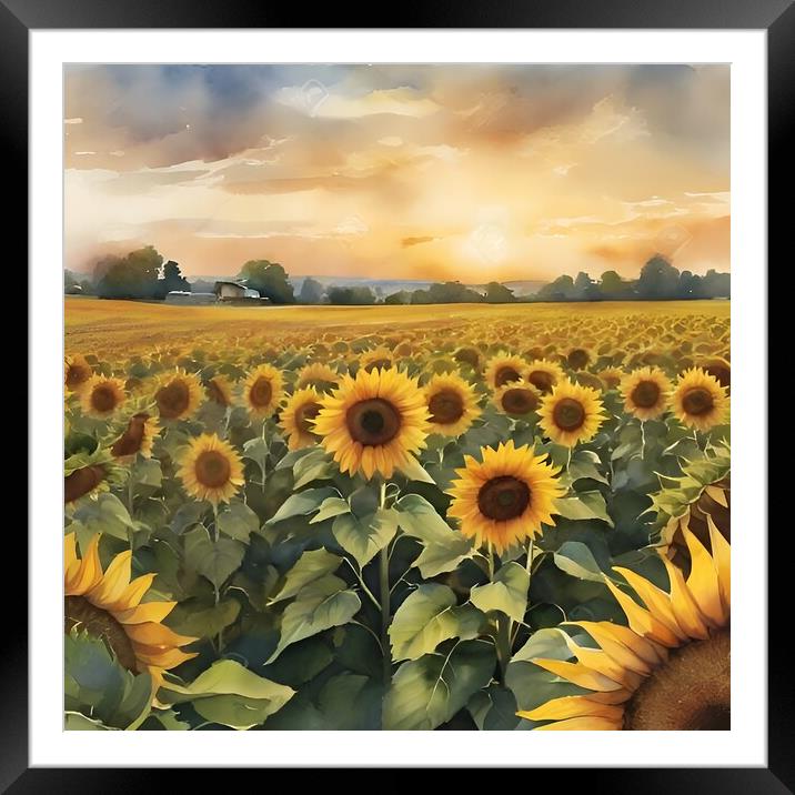Field of Sunflowers Framed Mounted Print by Scott Anderson