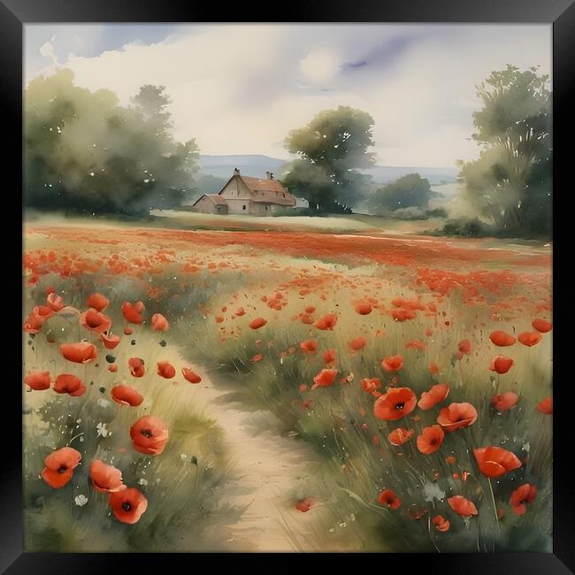 Poppies and Countryside Framed Print by Scott Anderson