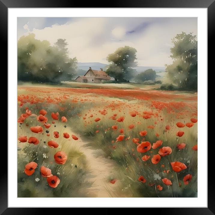 Poppies and Countryside Framed Mounted Print by Scott Anderson