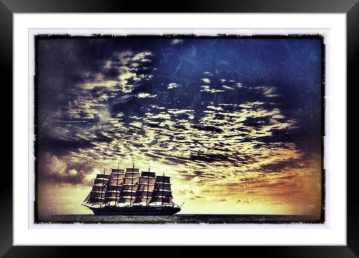 Clipper Ship at Sunset Framed Mounted Print by Scott Anderson