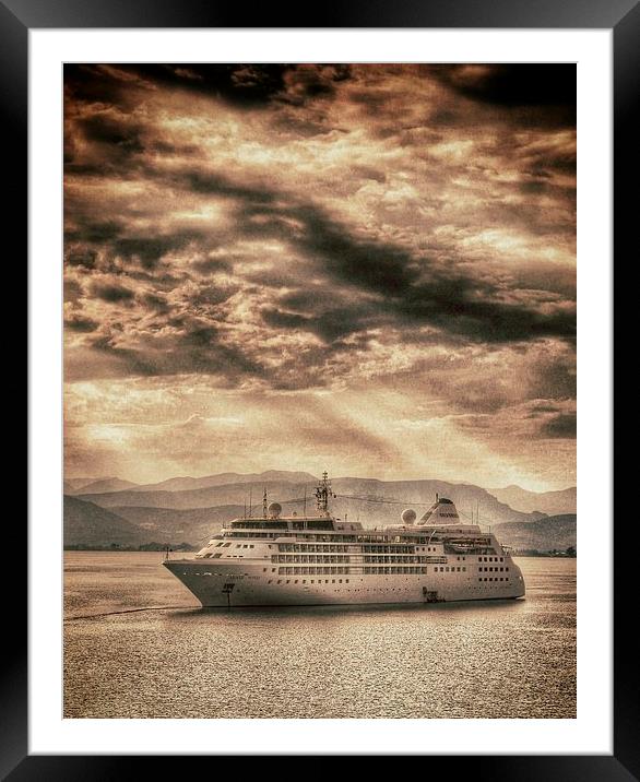 Cruise ship Framed Mounted Print by Scott Anderson