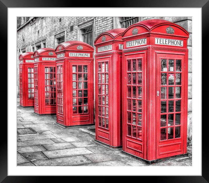 Red Phone Boxes in London Framed Mounted Print by Scott Anderson