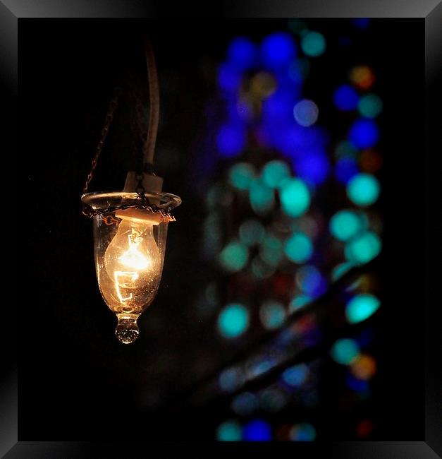  Light bulb and bokeh Framed Print by Scott Anderson