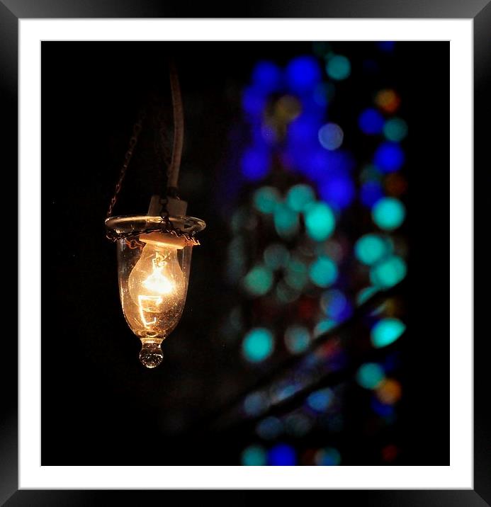 Light bulb and bokeh Framed Mounted Print by Scott Anderson