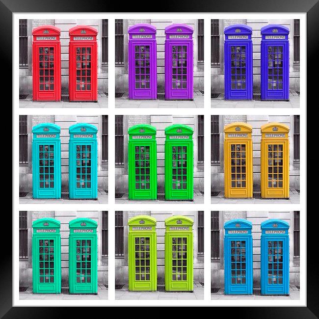  Phone Boxes Multi Coloured Framed Print by Scott Anderson