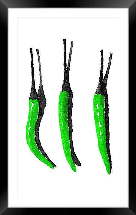 Three green peppers  Framed Mounted Print by Scott Anderson