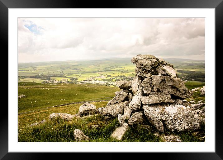 Limestone Cairn, Overlooking Settle Framed Mounted Print by Thomas Milner