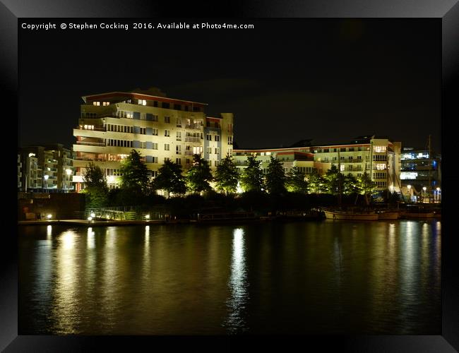 Bristol Harbourside by Night Framed Print by Stephen Cocking