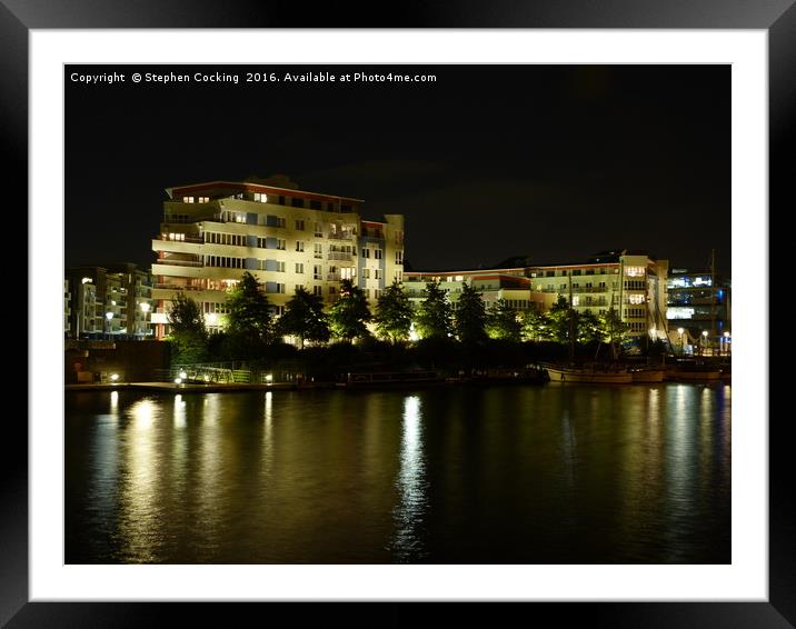 Bristol Harbourside by Night Framed Mounted Print by Stephen Cocking