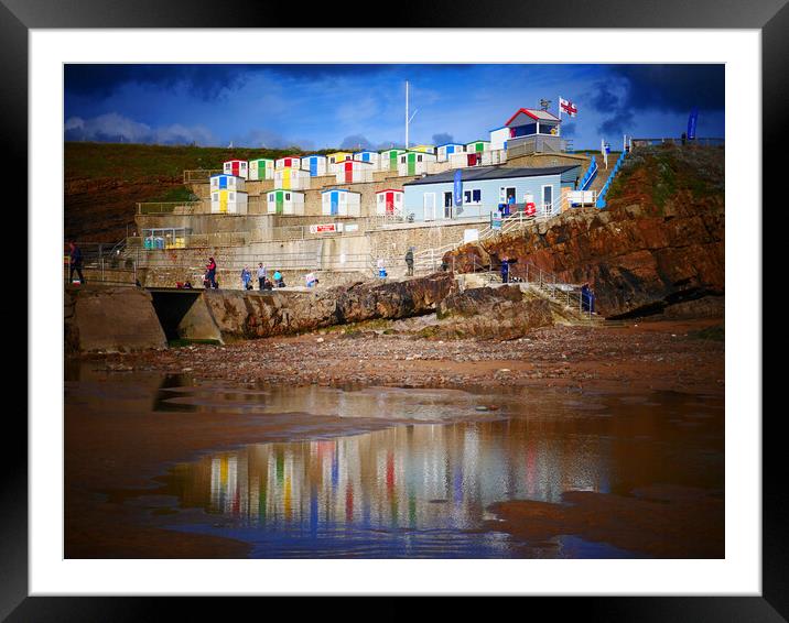 Bude Beach Huts Framed Mounted Print by Andy Armitage