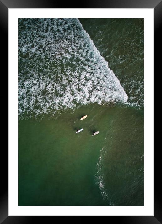 Three go Surfing Framed Mounted Print by Dan Ward