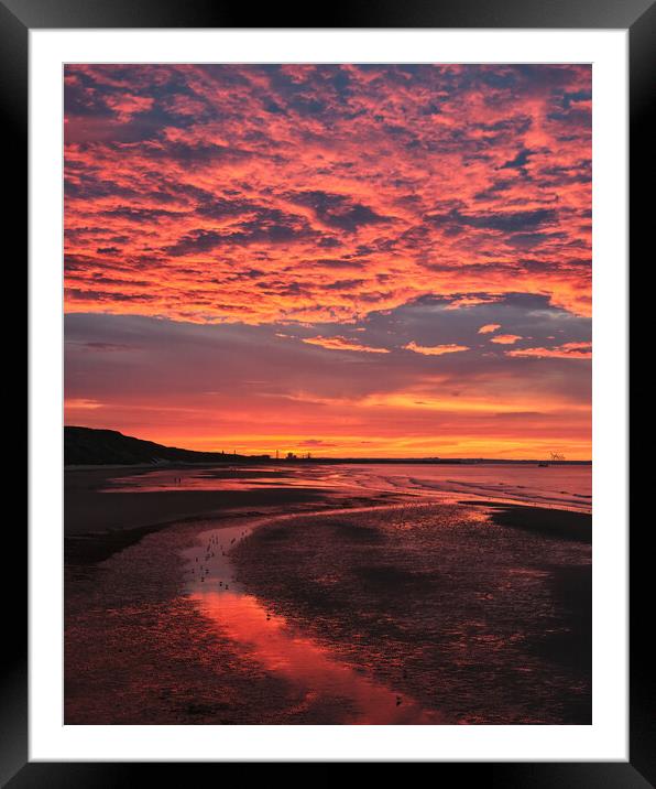 Sunset skies over Saltburn by the Sea Framed Mounted Print by Dan Ward