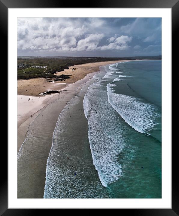 Surfing Cornwall Framed Mounted Print by Dan Ward