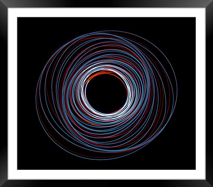 LED Spiral abstract Framed Mounted Print by Dan Ward