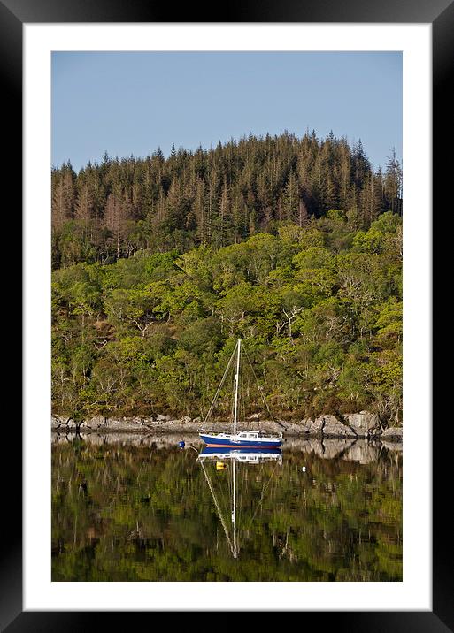 Sailing boat reflections on loch Sunart Framed Mounted Print by Dan Ward