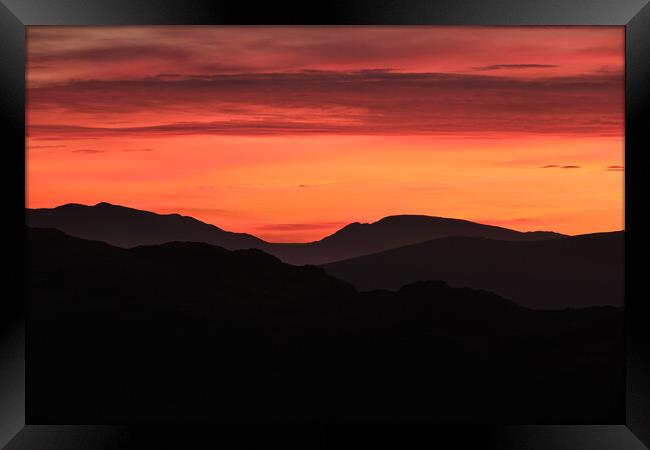 Sunset Mountain layers, The Lake District Framed Print by Dan Ward