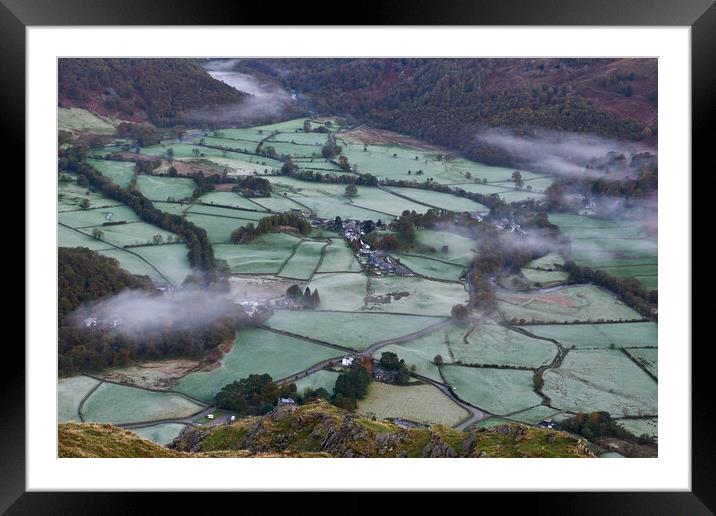 Early morning frost over Borrowdale, The Lake District Framed Mounted Print by Dan Ward