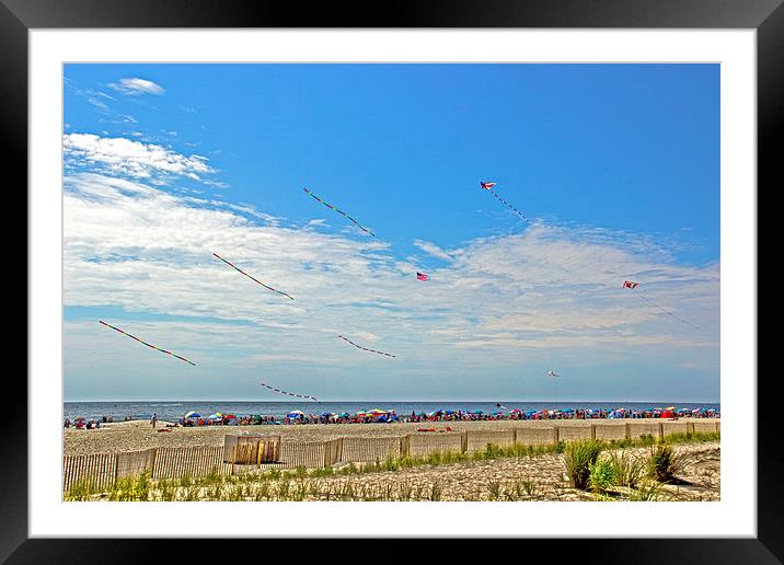  Kites Flying Over The Sand Framed Mounted Print by Tom and Dawn Gari