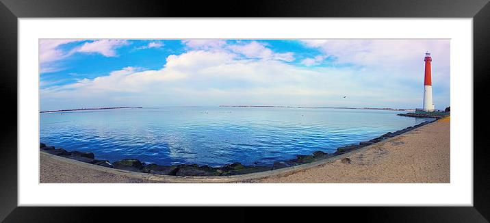  Barnegat Lighthouse Panoramic Framed Mounted Print by Tom and Dawn Gari