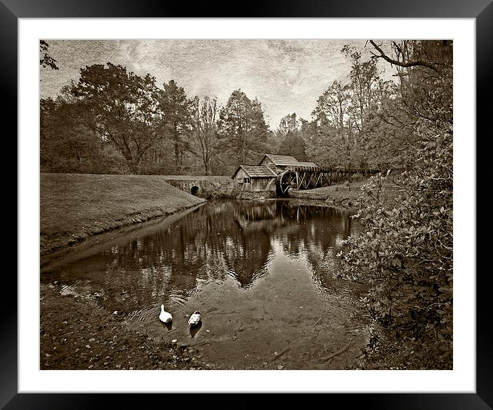  Mabry Mill in Black and White Framed Mounted Print by Tom and Dawn Gari