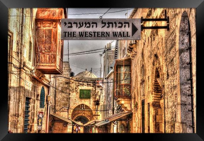 Western Wall Directions Framed Print by Gurinder Punn