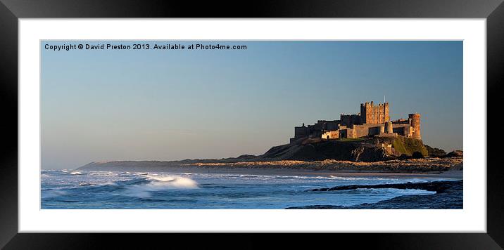 Bamburgh Castle at sunset Framed Mounted Print by David Preston