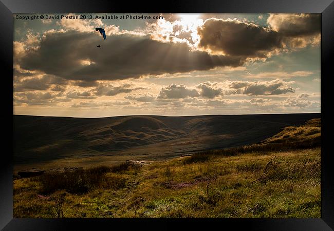 Paragliding in the Pennines Framed Print by David Preston