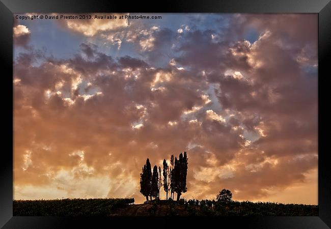 Sunset in Tuscany Framed Print by David Preston