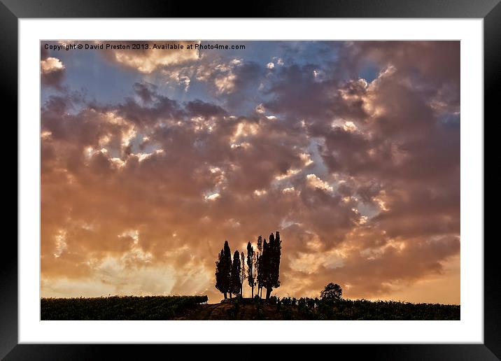 Sunset in Tuscany Framed Mounted Print by David Preston