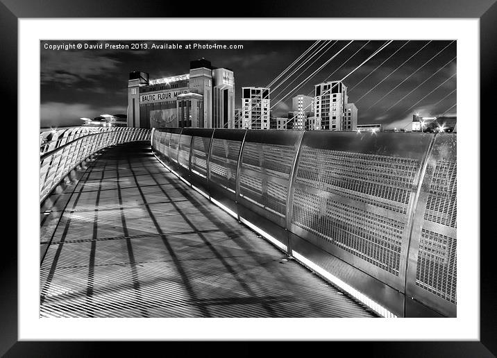 Gateshead Millennium Bridge and Baltic Centre Framed Mounted Print by David Preston