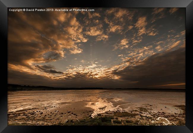 Sunset at Budle Bay Framed Print by David Preston