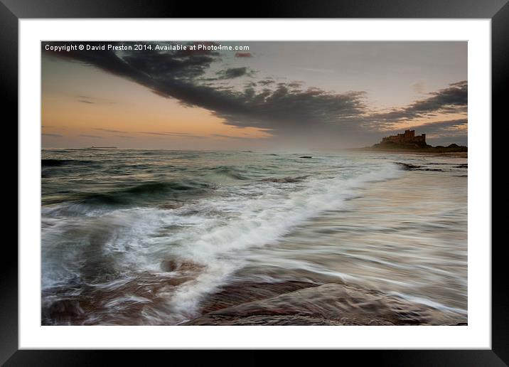 Sunset at Bamburgh Castle Framed Mounted Print by David Preston