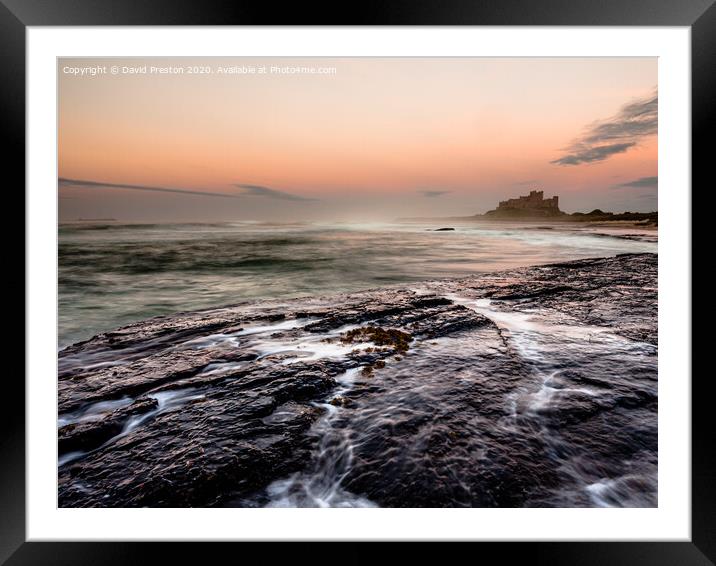 Bamburgh Castle, view from Harkness Rocks Framed Mounted Print by David Preston