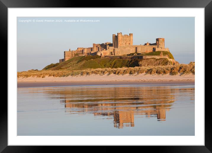 Bamburgh Castle in the evening light Framed Mounted Print by David Preston