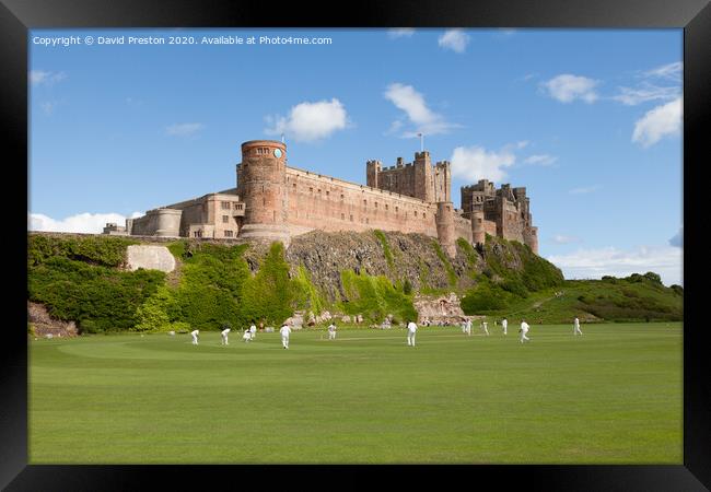 Cricket match at Bamburgh Castle Framed Print by David Preston