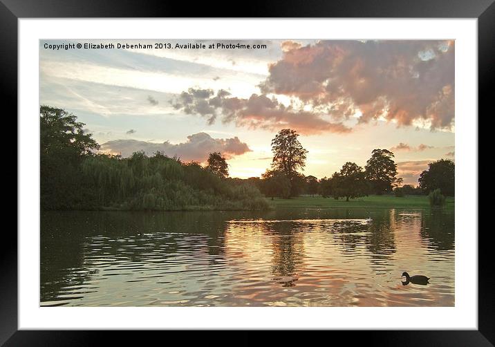 Verulamium Lake at Dusk Framed Mounted Print by Elizabeth Debenham