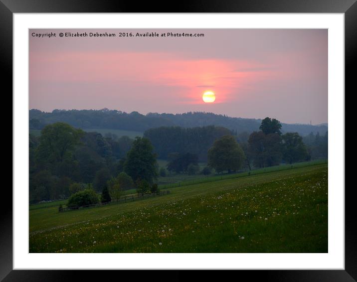 Chess Valley with Setting Sun Framed Mounted Print by Elizabeth Debenham