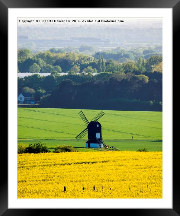 Windmill in a field of Yellow Oilseed Rape Framed Mounted Print by Elizabeth Debenham